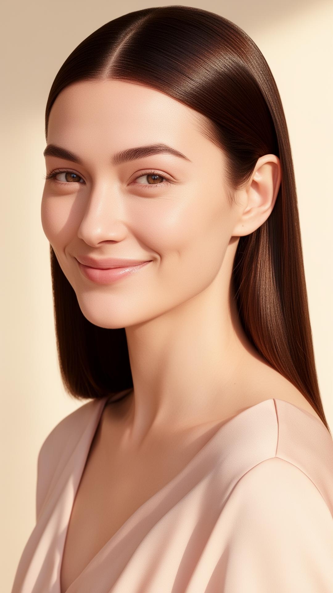 Woman with sleek straight hair styled with SilkMist